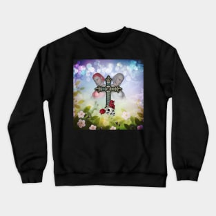 Elegant cross with fairys and skull Crewneck Sweatshirt